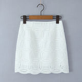 Foridol Summer Casual White Lace Dress Set for Women Hollow Out Embroidery Skirt Outfits 2 Pcs Loose Beach New Suit Skirt Set