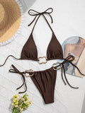 DEKA Fashion Metal Bandeau Bikini Set Buckle Swimsuit Women Push Up Suspender Micro Bikini New Sexy Beachwear Biquini