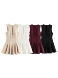 Foridol Bowknot Pleated Short Dress for Women O Neck Sleeveless Tank Mini Party Dresses Summer Spring 2025 New in Casual Vestido