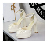 BIGTREE Model Catwalk Sequined Platform Pumps for Women Sexy Bowknot Party Nachtclub Stripper Heels Pole Dance Shoes Size 34-40