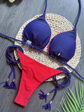 Sexy Solid color Women's Swimsuit Two-piece Triangle Swimwear Braiding rope Bikinis Set Beach Bathing Suit Brazilian Biquinis