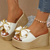Street Bow Knot Chunky Platform Slippers Women Fashion Round Toe High Heel Sandals Woman Plus Size Wear-Resistant Slides Mujer