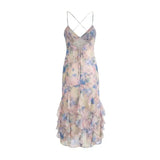 Sexy Backless Cross-strap Dress Elegant For Women With Stylish Design Ruffle Trim Slim Fit Fairy-style Beach Dress Charming FD1T