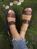 Fashion Trend Women Summer Platform Sandals Bling Style Slip-on Shoes Soft EVA Light Weight Girls Student Street Beach Sandalias