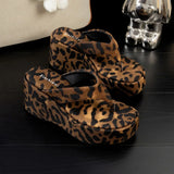 Vintage Y2K Leopard Flip&Flops Sandal Summer Chunky Platform Sandals Women Slipper Wedges Slides 8cm High Heels Shoes Mules
