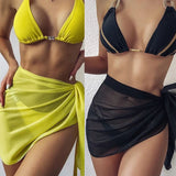 Women Chiffon Swimwear Cover Up Wraps Pareo Scarf Bikini Cover-Ups Wrap Beach Sexy Skirts See-Through Scarf Cover Up Dress