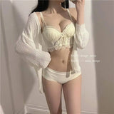 Sexy Lolita Bra Set for Women Wireless Push Up Bralette Lace Sexy Lingerie Set for Small Bust Gathering No Underwire MOYISU S-XL