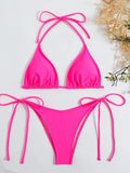 DEKA Triangle Bikini Set Womens Solid Sexy Lingerie Swimwear Tie Side Thongs Beachwear Fashion Swimsuit Bathing Suit