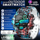 2026 Rugged Sports Smart Watch Bluetooth Calls Colorful Waterproof Military Smartwatches with Flashlight SOS COMPASS for Phone