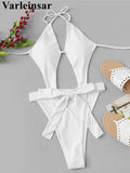 Sexy Cut Out Halter Trikini High Leg Cut One Piece Swimsuit Women Swimwear Female Monokini Padded Bather Bathing Suit Swim V7968