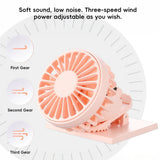 Solar Powered Portable Clip-On Fan Mini Fan Low Noise 3 Adjustable Wind Speeds USB Charging Multi-Functional Clip-On Fan
