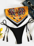 S-XXL Printed Crop Top Bikini Women Bandeau Bikinis Swimwear Female Swimsuit Two-pieces Bikini Set Bathing Suit Swim Beach Wear
