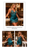 Green Lace Floral Babydoll Lingerie for Women Sexy Push Up Chemise Sleepwear with Back Hook and Eye Closure