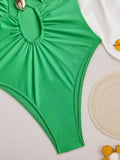 2026 Summer Women's One-piece Suit Swimwear Sexy Hollow Out Neck Lace-up Bodysuit Beachwear High Waist Push Up Bathing Suits
