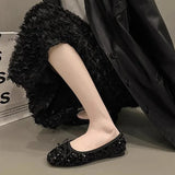 Fashion Silver Bling Low Top Single Shoes for Women New Low Heels Bow-Knot Single Shoes Ladies Hot Sale Plu Size Shoes Mujer