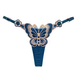 Butterfly Lace Thong for Women Low Waist G-String Transparent Mesh Panties Sexy Embroidered Briefs Adjustable Waist Culotte Femm