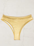 sexy metallic bandeau bikinis sets two pieces 2026 high waist thong swimsuit female bathing suit swimwear biquini tankini