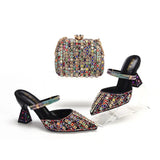 doershow Italian colorful Shoes And Bag Sets For Evening Party With Stones Italian Leather Handbags Match Bags!  HNM1-1