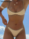 S - XL Polka Dot Bikini Female Swimsuit Women Swimwear Two-Pieces Bikini Set Padded High Leg Cut Bather Bathing Suit Swim V8181
