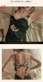 TJ large size sexy suspender skirt women's home nightgown