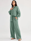 2026 Spring and Summer Casual Suit New Fashion Suit Loose Casual Top Wide Leg Pants Two-piece Set for Women