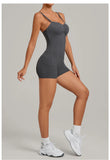 Womens Two Way Wear Bodysuit Sleeveless Yoga Stretch One Piece Romper Sexy Fitness Side Pockets Sportwears Bodysuit