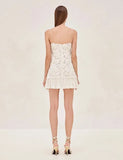 2025 Summer Lady New 3D Flower White Mini Chiffon Dresses Sexy Backless Simple Elegant Fashion Ladies Slim Holiday Party Outfits