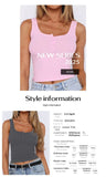 Phantasy Y2K Women's Tank Top Fashion Tees Basic Strapless U Neck Camisole Sexy Button Up Tanks 2026 New Summer Women Clothing