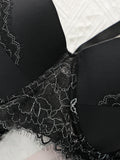 Women's Sexy Oversized Lingerie With Half Cup Pull Up And Anti Sagging Black Lace Design Suitable For Plump Women 90D-110D B2439