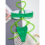 New Wrap Around Halter High Leg Cut Bikini Female Swimsuit Women Swimwear Two-Pieces Bikini Set Bather Bathing Suit Swim V4750