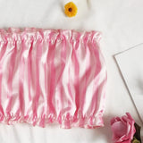Satin Silk Pajamas Set Women Sexy Sleepwear Summer Hot Sleeveless Pijamas Faux Silk Homewear Pink Striped Nightwear Lingerie Bra