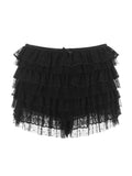 Women's Lace Shorts Ruffle Layered Elastic Waist Short Pants Bloomers Streetwear