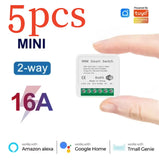 1pc 16A Mini Wifi DIY Light Switches Module 2-way Control Works With Tuya Smart Life APP Alexa Alice Google Home