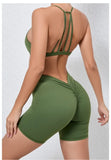 Women's 2-Piece Yoga Sets High Waist Seamless Shorts  Hip-Lifting & Backless Gym Leggings Quick Dry Workout Fitness Suits