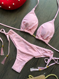 New Solid Color Bikini Set 2026 Women's Swimsuit Hanging Neck Rope Split Swimsuit 2-piece Set Summer Beachwear