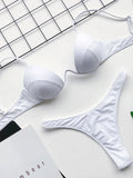 Sexy V-bar Underwired Bra Cup Thong Bikini 2025 Women Swimwear Female Swimsuit Two-pieces Bikini Set High Cut Bathing Suit Swim