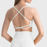 Women's Sexy Cross Backless Yoga Sports Bra Quick Drying Skin Friendly Nude Fitness Bra for Active Wear