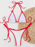Wrinkled Bow Knotted Bikini Women Swimwear Female Swimsuit Two-pieces Bikini Set Halter Strappy Bather Bathing Suit Swim Lady