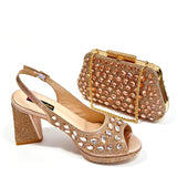 doershow nice African Shoes And Bag Matching Set With pink Hot Selling Women Italian Shoes And Bag Set For Party Wedding !HLO1-3