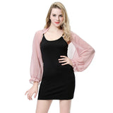 Women's Chiffon Puff Sleeve Cropped Shrug Sheer Open Front Bolero Cardigan Party Wedding Top Summer Beach Cover Ups Arm Sleeves