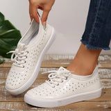 Black Pu Leather Platform Sneakers Women Plus Size 43 Soft Sole Lace Up Flats Woman 2026 Comfort Anti Slip Casual Shoes Female
