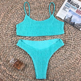 Sexy Wrinkled Butterfly Printed Bikini Female Swimsuit Women Swimwear Two-Pieces Bikini Set Bather Bathing Suit Swim Lady V713