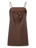 Women Solid Color Slip Dress Spaghetti Strap Loose Fit Mini Dress Summer Clubwear for Daily Party