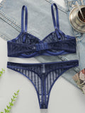 Women's Sexy Embroidered Lace Underwear With Steel Rims Push Up Breathable And Comfortable Close Fitting Underwear Set YS2864