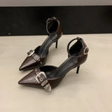 Pointed Toe Pumps Women  Shoes Fashion Luxuy Footwear Female Ankle Strap Shoes Ladies High Heels Sandals 2025