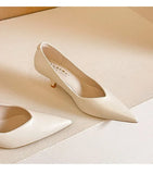 BIGTREE Sexy Classic High Heels Women Pumps Wedding Solid PU 5CM Thin Heels Kitten Heel Office Ladies Slip on Shoes Woman