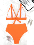 2026 Triangle High Waist Bikini Solid Strappy Swimwear Female Sexy Swimsuit Women Bathers Bathing Swimming Swim Suit Beachwear