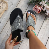 Flip-on Slippers Women's Summer Fashion Outside Wear Rhinestone Clip-in Foot Cool Slip Non-slip Versatile Slippers