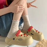 Women Fashion Clogs Indoor Street Slippers Cute DIY Apple Summer Autumn Platform Shoes Soft EVA Female Daily Walking Sandals