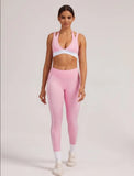 Women's Yoga Sets Sports Fitness V-Neck Halter Sports Bra Color-Block Hip-lifting Pants Suits Running Training Workout Gym Sets